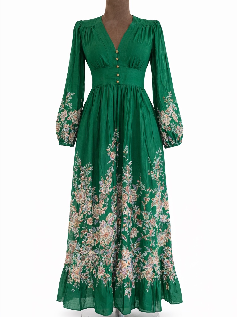 ZIMMERMANN RHIANNON PLUNGE MAXI DRESS GREEN MULTI PAISLEY SIZE 3 | M-L - Picture 3 of 13